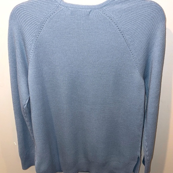 Athleta Hanover Refined Merino Wool Vneck Pullover Sweater Size Small Light Blue - Picture 10 of 13